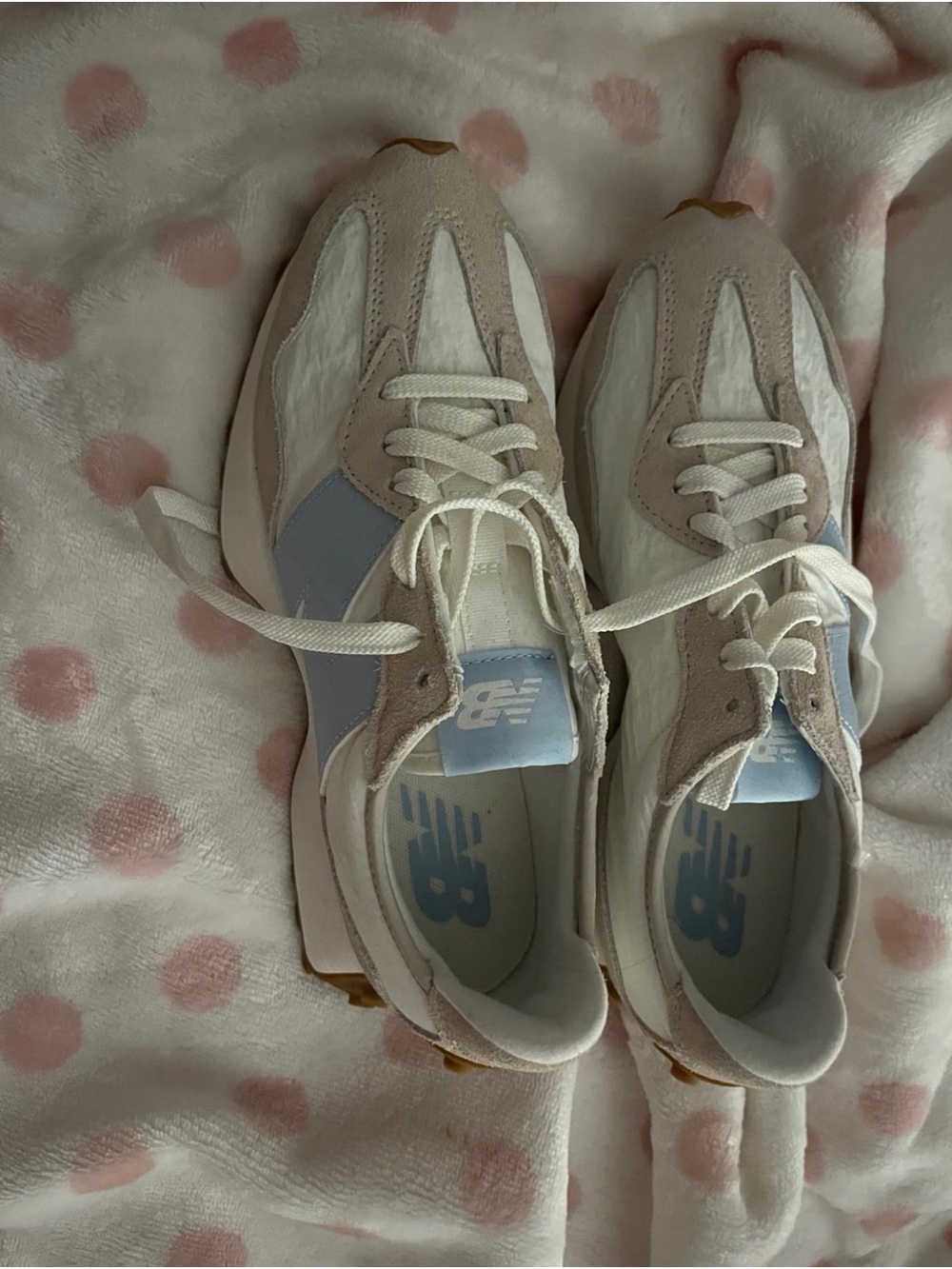 Women's Light Blue New Balance 327 - Picture 2 of 4